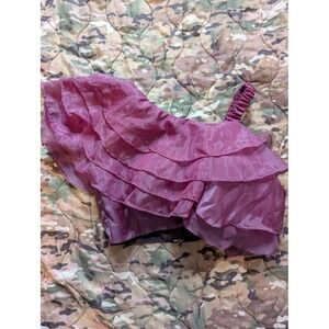 One‎ Shoulder Ruffle Blouse Purple Sheer Party Top Women